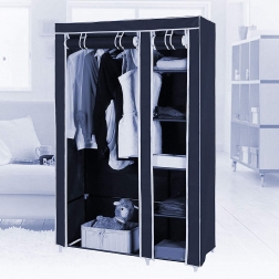 Портативный тканевый шкаф органайзер для одежды на 2 секции